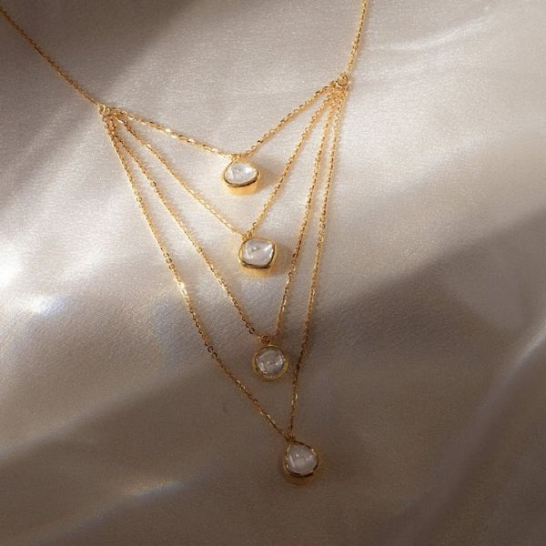 Golden Glam 14KT Yellow Gold Polki Layer Necklace