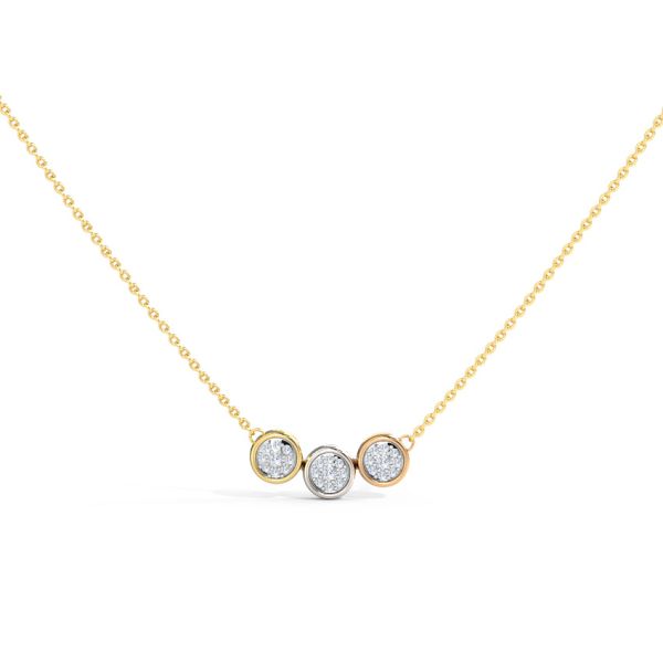 Trio Cluster 14 KT Gold Diamond Necklace