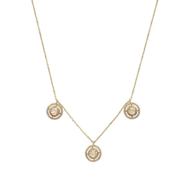 Trio Minimal Diamond 14KT Yellow Gold Polki Necklace