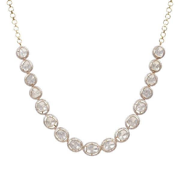 Vivacity 14 KT Yellow Gold Polki Diamond Necklace
