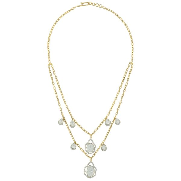 Lustreline 18 KT Yellow Gold Polki Necklace