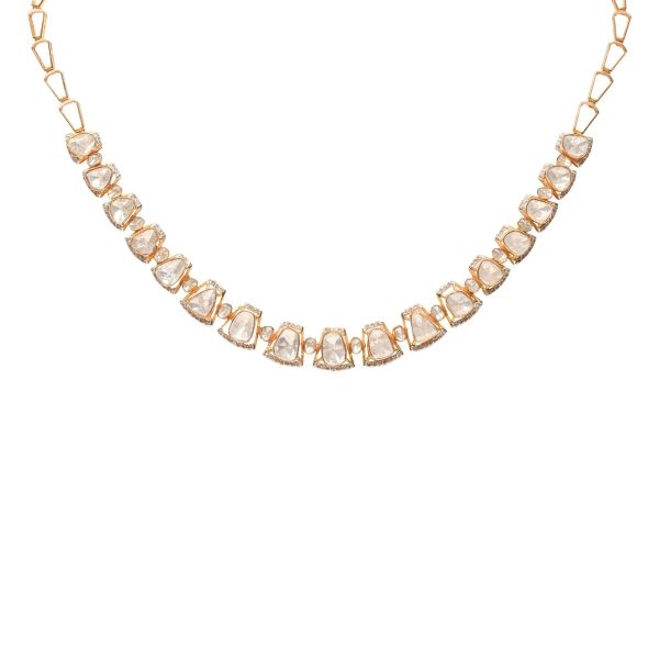 Kyra 14 KT Yellow Gold Polki Diamond Necklace