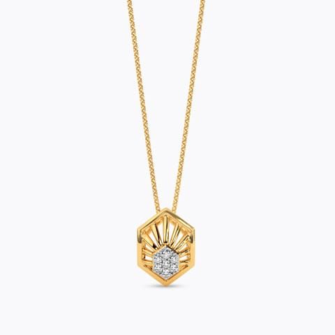 Web Grid 14 KT Yellow Gold Diamond Pendant