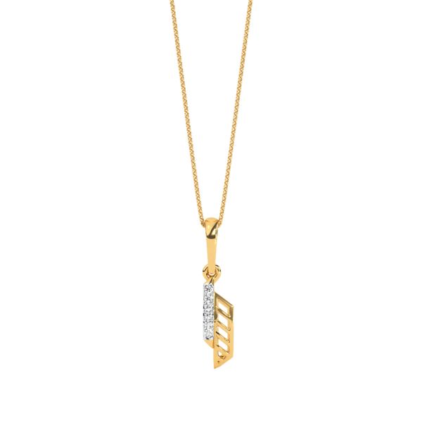 Twin Flares 14 KT Yellow Gold Diamond Pendant