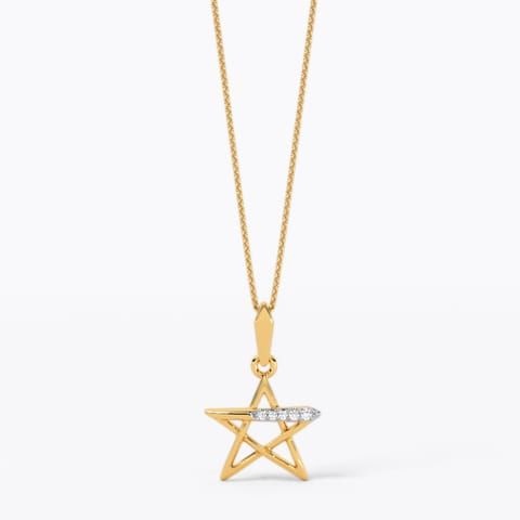 Sirius 9 KT Yellow Gold Diamond Pendant