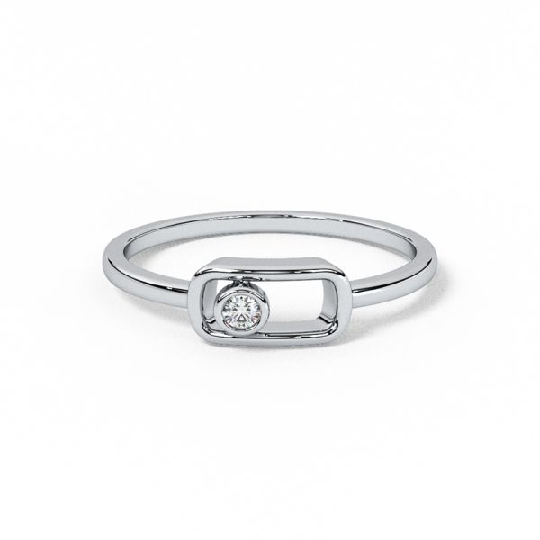 In Square 9 KT White Gold Diamond Ring