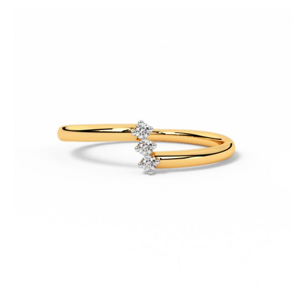 Three Dots 9 KT Yellow Gold Diamond Ring